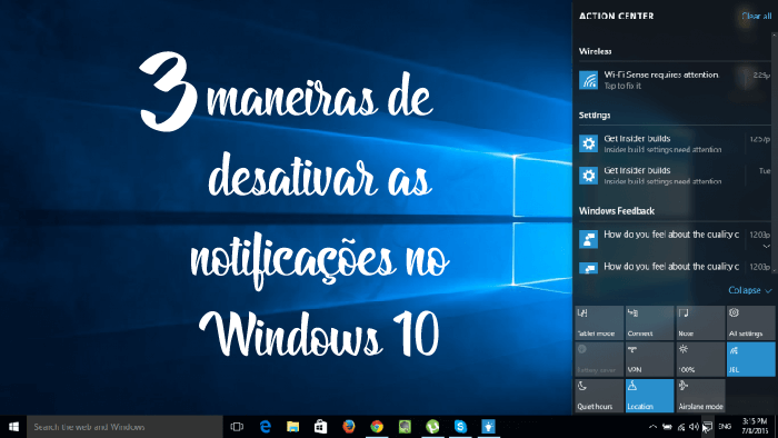 Desativar notificações do Windows 10