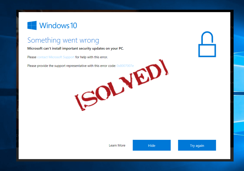 Fehler 0x8007007e Windows 10,