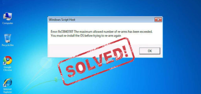 Como corrigir o erro do Windows 0xc004d307 para maximizar o permitido Re-Arms Como corrigir o erro do Windows 0xc004d307 para maximizar o permitido Re-Arms